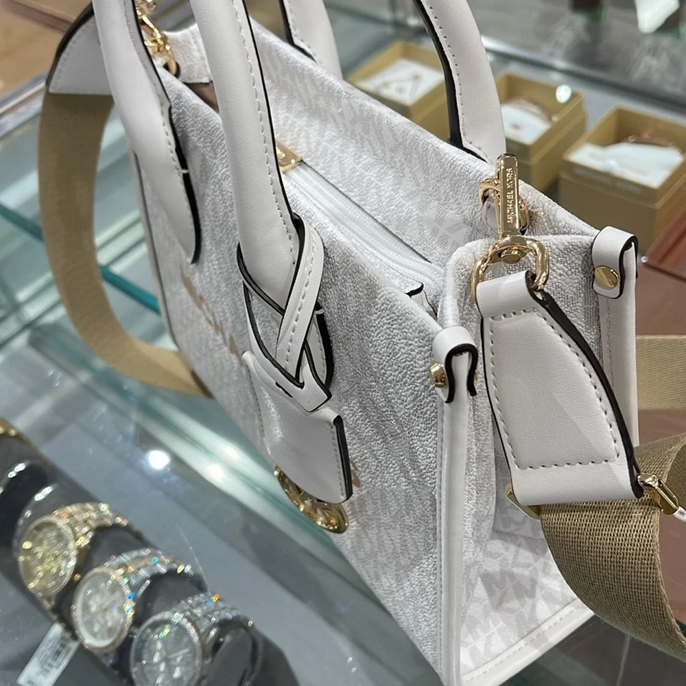 Michael Kors Mirella Small Signature Logo Shopper Top Zip Crossbody XBODY Bag MK